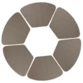 Set of PVC wedge placemats for round dining tables, heat resistant wood grain table mats. - Arc Large Fan-Shaped 48*33CM / Metallic Silver Vertical Pattern