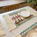 Boho Woven Placemat Cotton Linen Tassel Heat Resistant Table Mat Retro Dining Decor - 30x50cm / Christmas Argyle