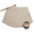 Gewebtes PVC Tischset Fächerförmig Tischmatte Küche Hitzebeständige Matte Dekorativ - Fächerförmig 45x30cm / Leinenfarbenes Tischset