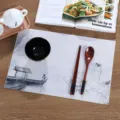 Chinese stijl inkunst print PVC placemat warmte-isolatie voor eettafel decoratie - 45x30cm / Herfstmaan ritme 5