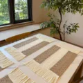 Bohemian Cotton Linen Woven Placemat Fringe Heat Insulation Retro Table Decor Mat - 30x50cm / Double Side Ribbon Striped
