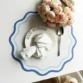 Ins Floral Leather Placemat Creative Korean Color Block Heat Insulation Table Mat Decor - Diameter Thirty-Four Centimeters / Flower Blue