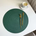 Ronde kunstlezen placemat boheemse stijl in reliëf tafelmat waterdichte warmte-isolatiemat - 38*38cm / Bohemian stijl groen