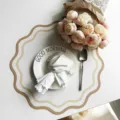 Tovaglietta in pelle ondulata stile Ins tovaglia impermeabile resistente al calore cucina - Cachi con Fiore