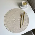 Ronde imitatie lederen placemat Boheemse reliëf tafelmat waterdicht hittebestendig diner - 38*38cm / Bohemian stijl beige