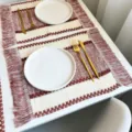 Cotton linen fringe placemat pastoral woven table runner striped heat pad variant. - 30*50cm / Brown