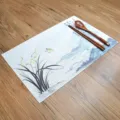 PVC tafelmat in Chinese inkunststijl met elegante orchidee voor stijlvolle tafeldecoratie. - 45x30cm / Voorjaarsvlinders