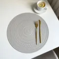 Ronde kunstlederen placemat in boho stijlgeweven relief waterdichte hittebestendige mat - 38*38cm / Bohemian stijl beige grijs