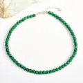 Collana di perle di malachite verde vintage corta catena di clavicola gioielli - 6mm