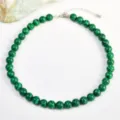 Collana di Perle di Malachite Verde Donna Moda Catena Corta per Clavicola Accessorio - 10mm