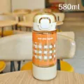 580ml portable plastic straw water bottle, dual-drink cute student sport cup for daily use. - 580ml / xbd-6149 Yellow