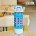 Portable clear plastic straw water bottle 680ml cute student outdoor travel drinking cup - xbd-6150 Blue