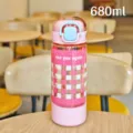 Pink 680ml plastic straw water bottle portable student double drink cup cute pink travel mug - xbd-6150 Pink