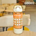 Portable student straw water bottle, dual drinking design, 680ml capacity stylish plastic cup. - xbd-6150 Yellow