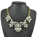 Vintage rhinestone statement necklace for women luxury party banquet collar jewelry - Bronze Vintage Transparent Rhinestone Necklace (N1694)