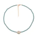 Collana girocollo con perline di cristallo blu, ciondolo in pietra bianca e catena dorata. - Stile Pendente Turchese Crepato Cristallo Grigio Blu / Stile N2358-Y01