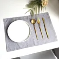 Grey fabric table placemat linen texture kitchen dining room heat resistant mat decor - 45*30cm / Gray