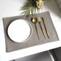 Double-layer imitation linen fabric placemat, heat insulation table mat for kitchen and dining. - 45*30cm / Milk Coffee