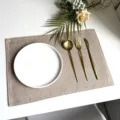 Double layer imitation linen table mat heat insulation placemat for dining table kitchen decor - 45*30cm / Flax Yellow