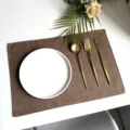 Double-layer imitation linen placemat, stylish heat insulation table mat for home and hotel kitchen. - 45*30cm / Coffee