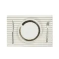 PVC Placemat Set with Ceramic Plate Tableware Modern Kitchen Dining Table Mat Decor - 45*30cm Approx. 75g / White
