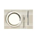 Woven PVC placemat kitchen dining table mat heat resistant waterproof plaid table pad anti-slip. - 45*30cm / Khaki