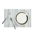 PVC placemat striped table mat washable heat resistant kitchen dining room tableware - 45x30cm (1 Piece) / Sky Blue