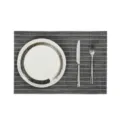 Teslin black and white striped placemat PVC table mat for hotel restaurant home decor table. - 45*30cm Approx. 75g / Gray