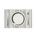 Grey and white striped PVC placemat modern heat resistant table mat for dining room kitchen decor. - 45x30cm (1 Piece) / Dark Green