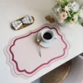 Tovaglietta in Pelle Stampata Floreale Stile Coreano Creativo Tappetino Termoisolante Impermeabile - Cremisi