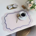 Set da tavola in pelle impermeabile termoisolante con design a bordo europeo - Viola chiaro