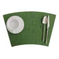 Groene waaier vormige PVC placemat voor ronde tafel, moderne tafelmat en onderzetter. - 43*29 cm / Zeewiergroen Verticaal Patroon