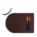 Nordic PU leather placemat and coaster set, waterproof and heat-resistant dining mat. - Placemat & Coaster / Coffee and Milk White