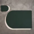 Nordic PU leather placemat and coaster set, waterproof heat-resistant table mat, dual color. - Placemat & Coaster / Dark Green + Off-white