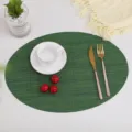 Oval Green PVC Placemat Non-Slip Heat-Insulated Table Mat for Dining Room Kitchen Decor - 45x32cm / Seaweed Green