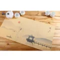 Tappeto da tè in bambù variante, runner da tavola zen cinese stampato con design paesaggio. - Nebbia di Jiangnan / Colore chiaro 60x30 cm ≈ 160 g