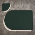 Nordic PU Leather Placemat and Coaster Set Waterproof Heat Resistant Dining Table Mat - Placemat & Coaster / Dark Green + Off-white