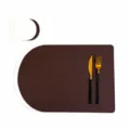 Nordic style leather placemat and coaster set, waterproof and heat-resistant table mat. - Placemat & Coaster / Coffee and Milk White