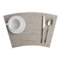 Tovaglietta PVC a ventaglio tappetino termoisolante con set di posate per la cucina. - 43*29 cm / Lino giallo 2*2