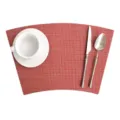 Tovaglietta in PVC rossa a ventaglio per tavolo rotondo, tappetino termico con tazze. - 43*29 cm / Seta lucida 2*2 rosso