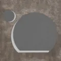 Grijze lederen placemat en onderzetter set, tweetalige halve cirkel voor moderne eettafel. - Halfheilig Placemat En Ronde Onderzetter Set / Donkergrijs + Crèmewit