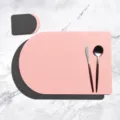Nordic leather placemat waterproof heat insulation dining table mat and coaster set. - Placemat & Coaster / Pink + Dark Grey