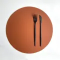Round PU leather placemat waterproof heat insulation table mat for dining room kitchen home decor - Round Placemat 32 cm / Brown and Black