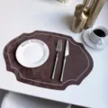 French leather placemat oval imitation velvet insulation pad ins style table mat - Embroidered Style Coffee