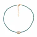 Blue crystal beaded necklace with turquoise pendant and gold clasp for women jewelry - N2358-Y01