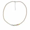 Korean ins style colorful crystal beaded necklace with freshwater shell and letter love pendant. - N2499