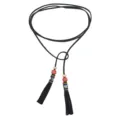 Black suede tassel choker necklace long sweater chain dress waist belt accessory - Black