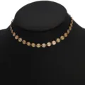 Collier ras du cou doré avec pièces de monnaie, bijou chaîne courte élégant. - Chaîne de Clavicule Courte Disque (N2099)