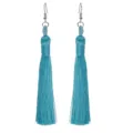Eleganti orecchini lunghi con nappe blu da donna, orecchini pendenti in filo di seta stile boho. - Blu (E1806-Y06)
