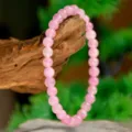 Rosa Kristall Perlen Armband, handgemachte elastische Edelstein Schmuck Damen Alltag. - 6mm